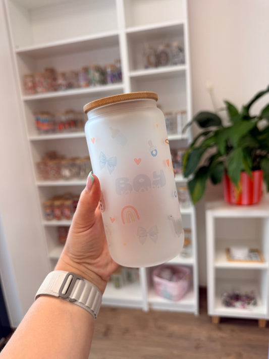 B-Ware* Glass Cup "Boymom“ milchig 16oz