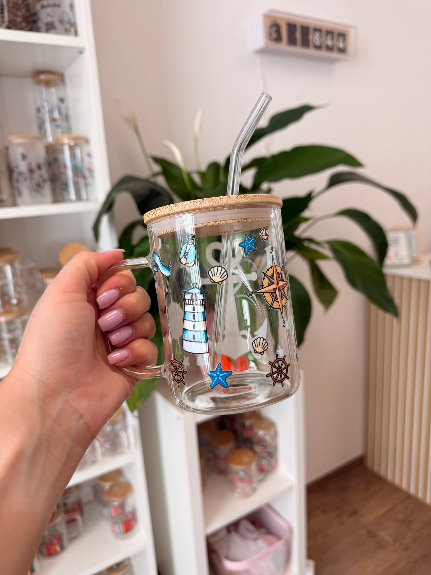 Glass Mug "Anker & Meer" 17oz