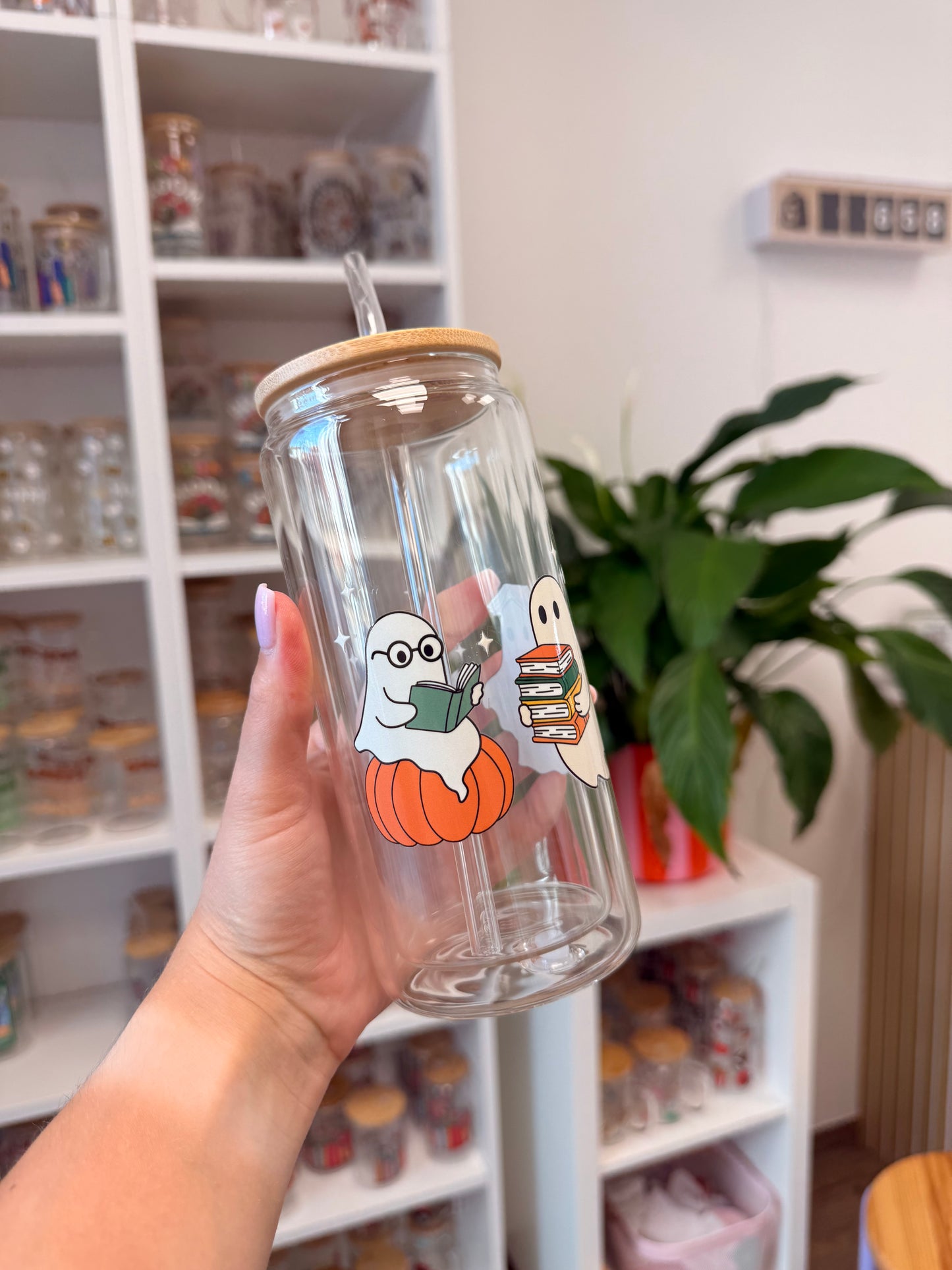 Glass Cup "Bookish Ghosts“ doppelwandig 16oz