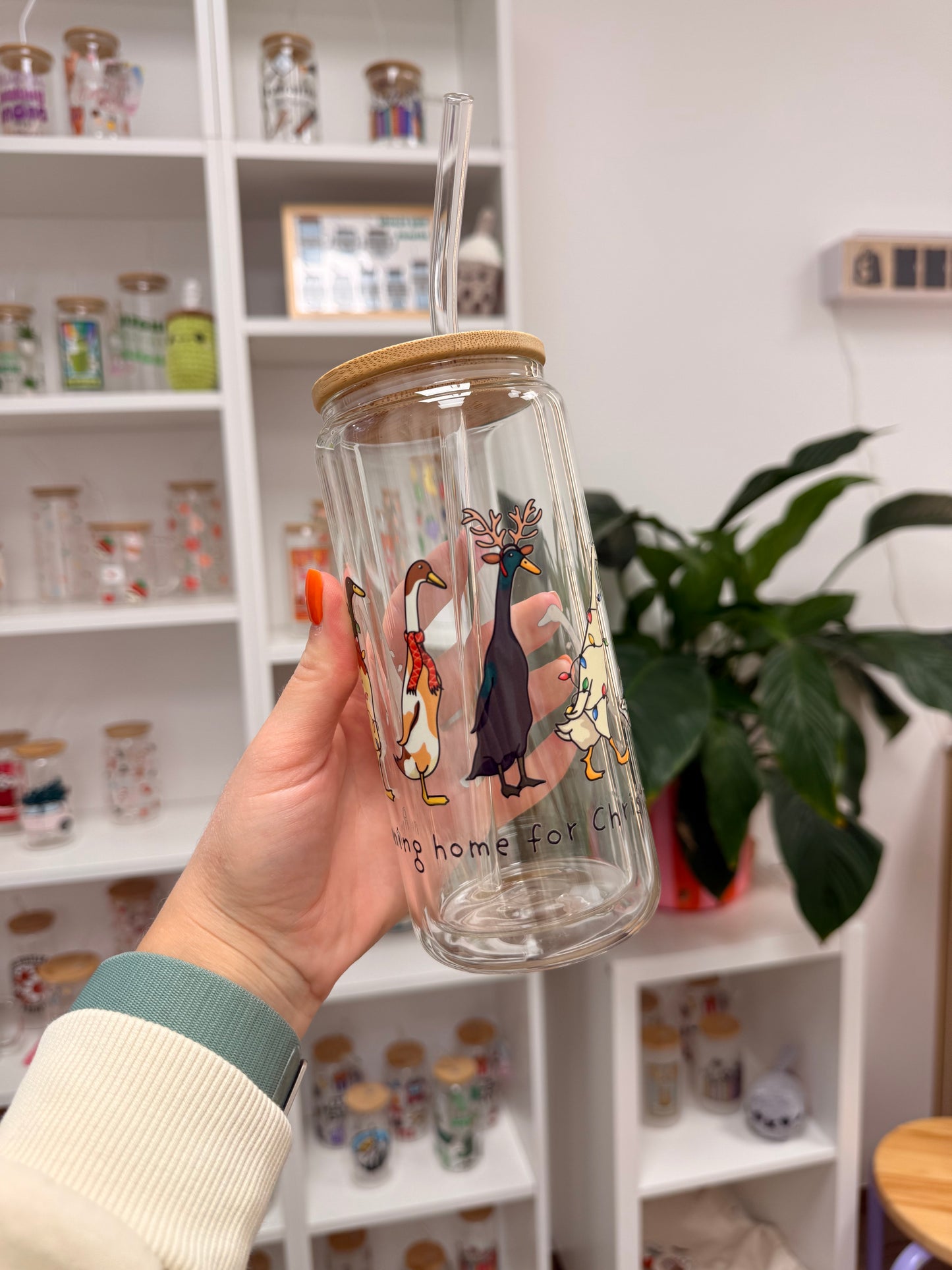 Glass Cup "Christmas Ducks“ doppelwandig 16oz