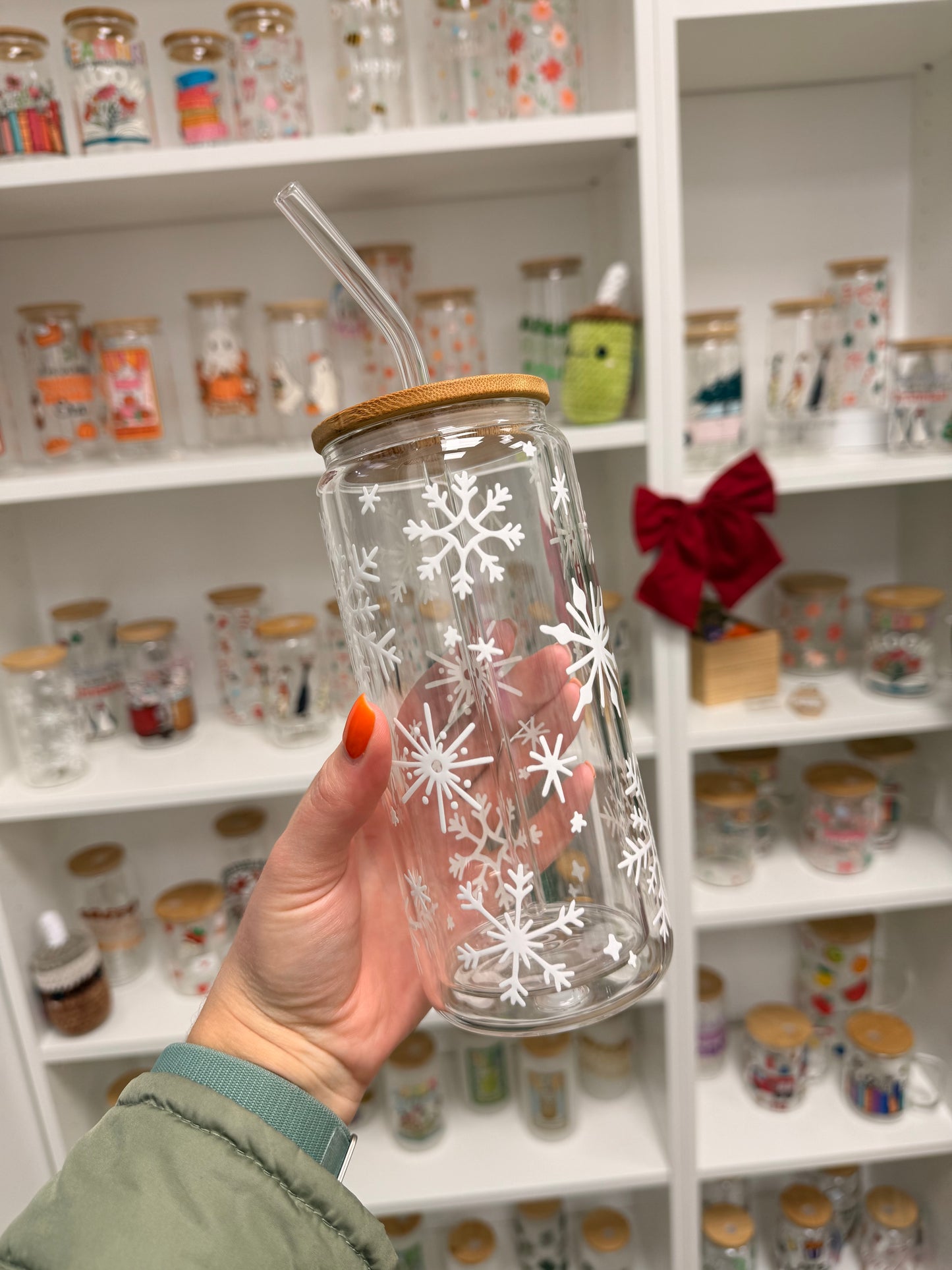 Glass Cup "Snowflake“ doppelwandig 16oz