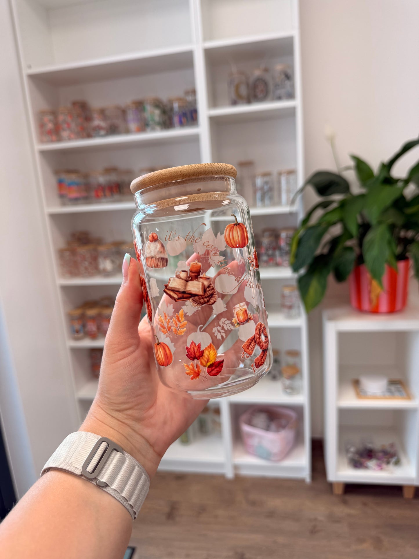 Glass Cup "Cozy Time" 16oz
