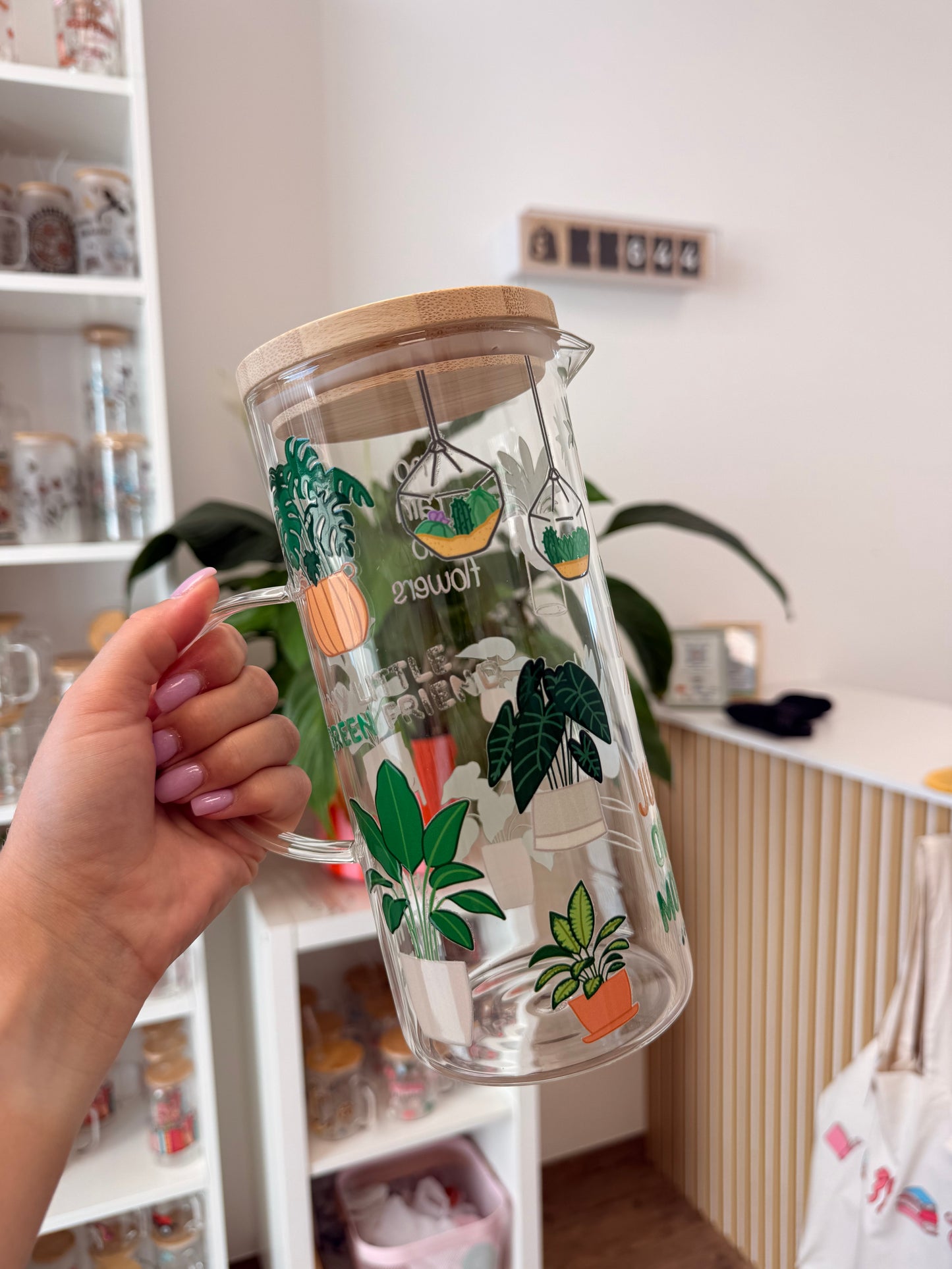 Glass Jug "Plants" 1,25l