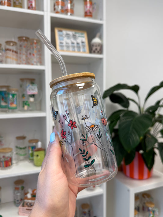 Glass Cup "Flowers“ 16oz