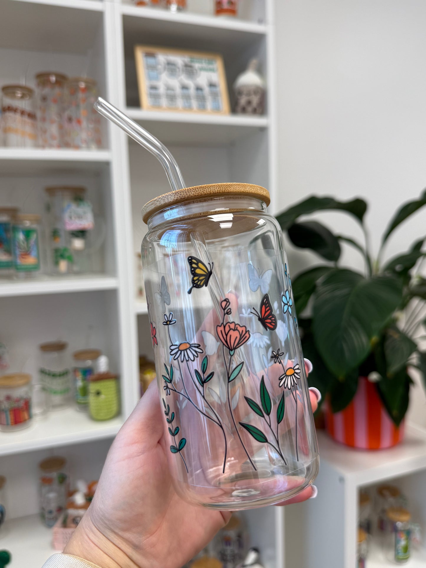 Glass Cup "Flowers“ 16oz