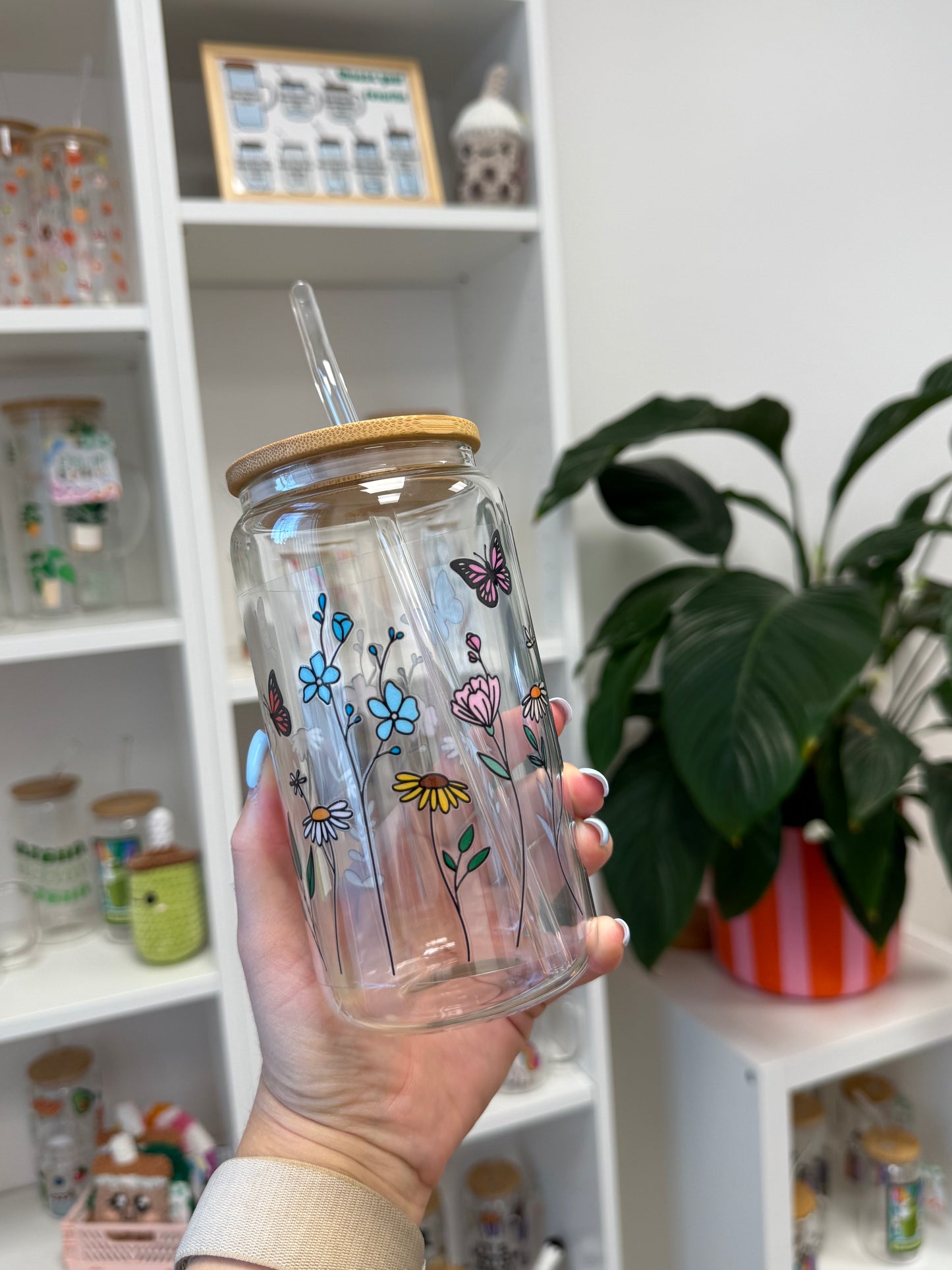 Glass Cup "Flowers“ 16oz