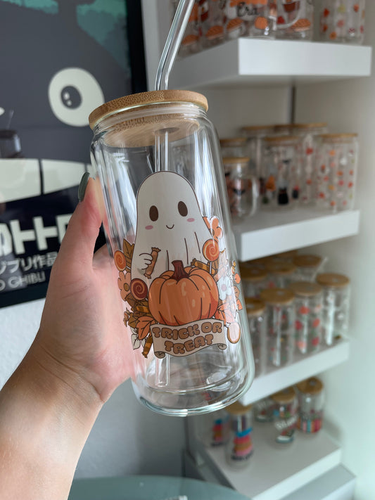 Glass Cup "Trick or treat“ doppelwandig 16oz