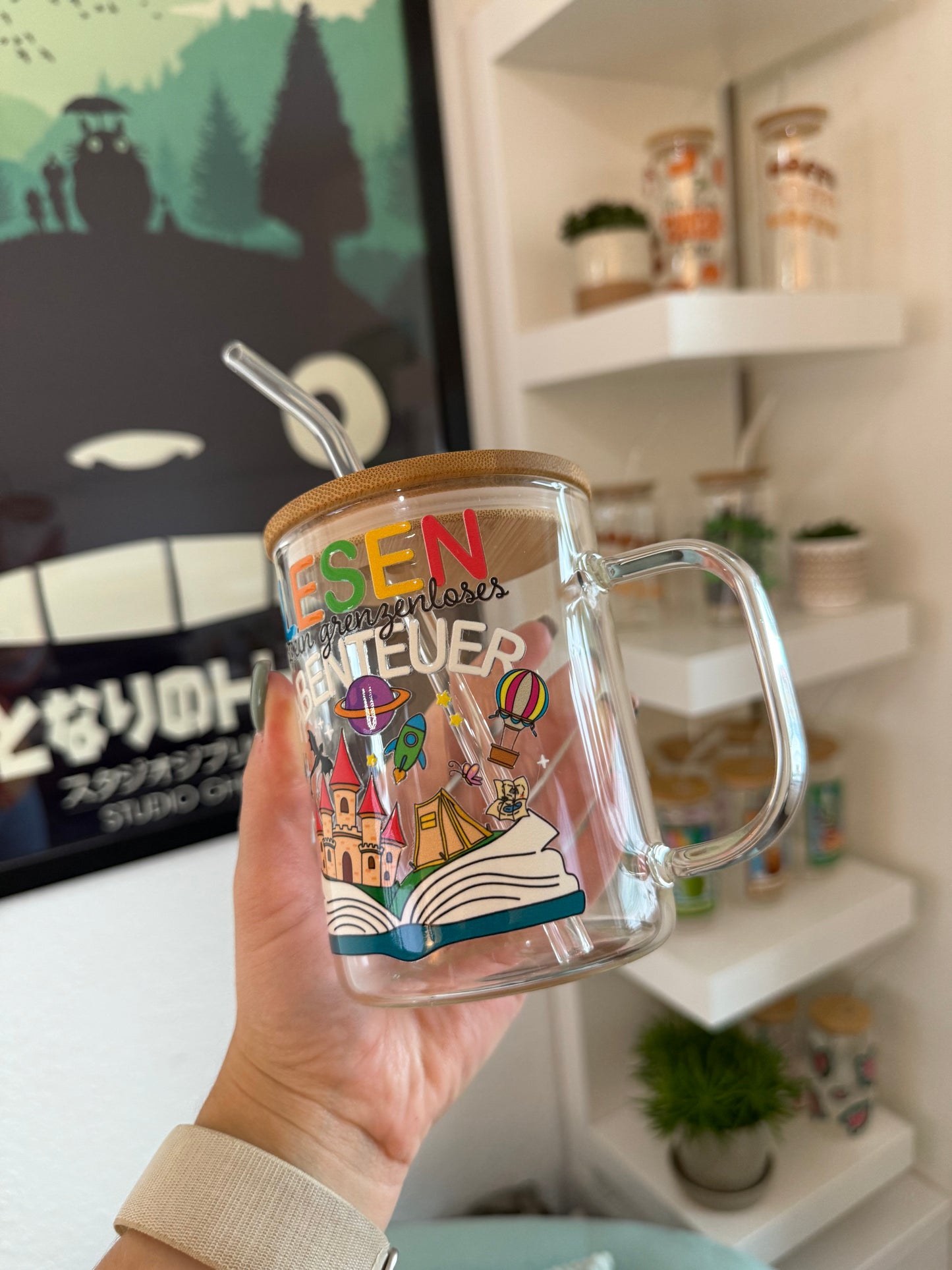 Glass Mug "Abenteuer Lesen" 17oz