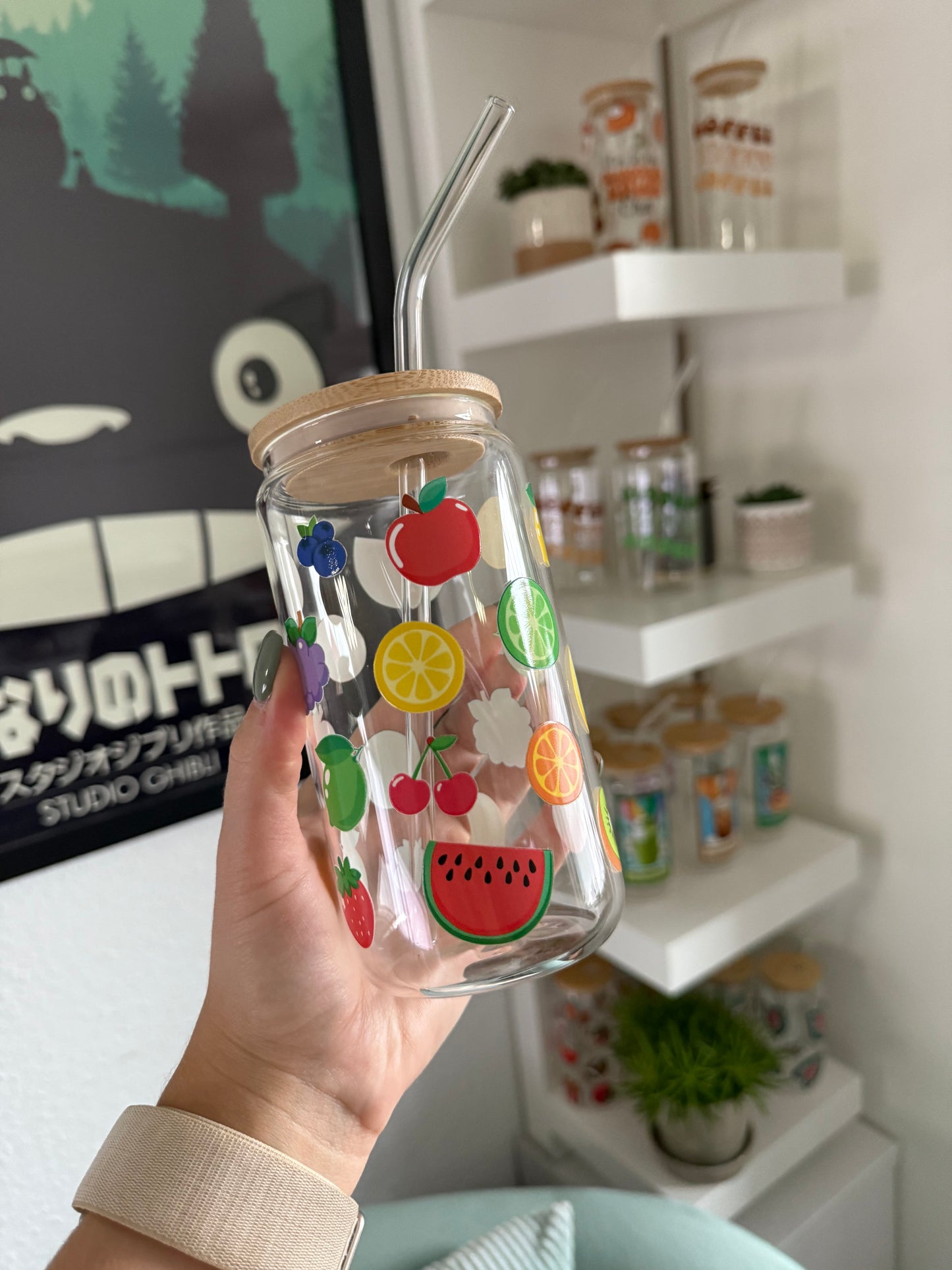 B-Ware Glass Cup "Fruits" 16oz