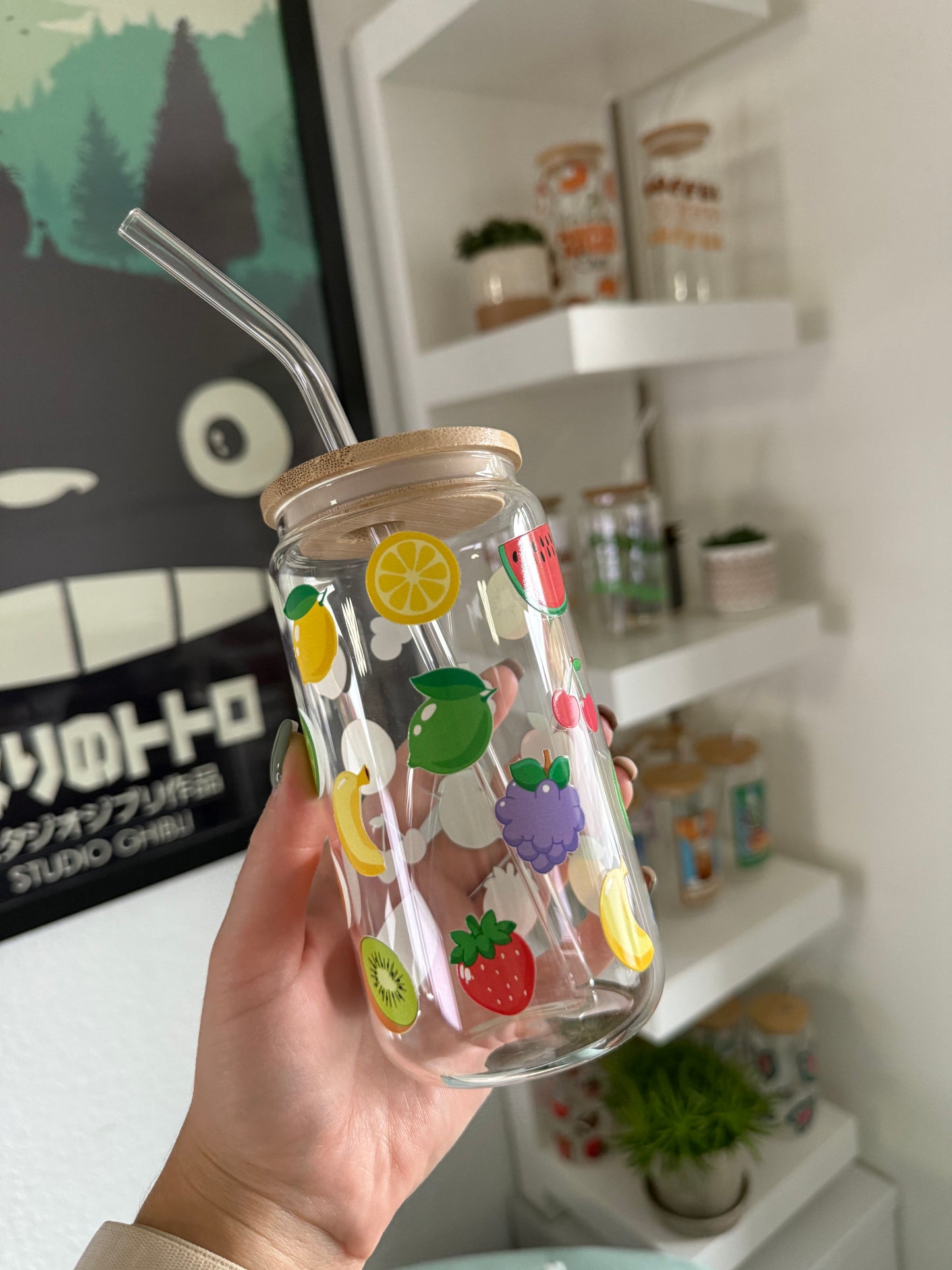 B-Ware Glass Cup "Fruits" 16oz