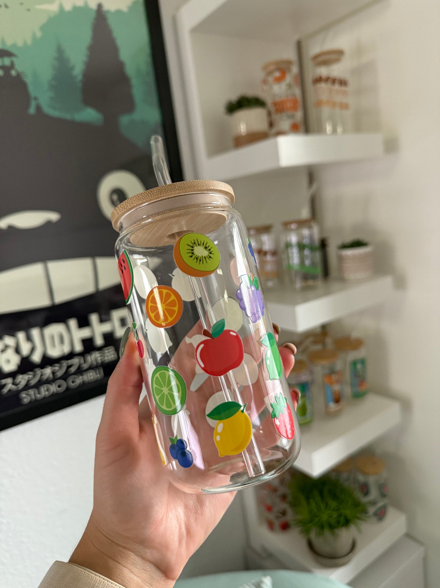 B-Ware Glass Cup "Fruits" 16oz