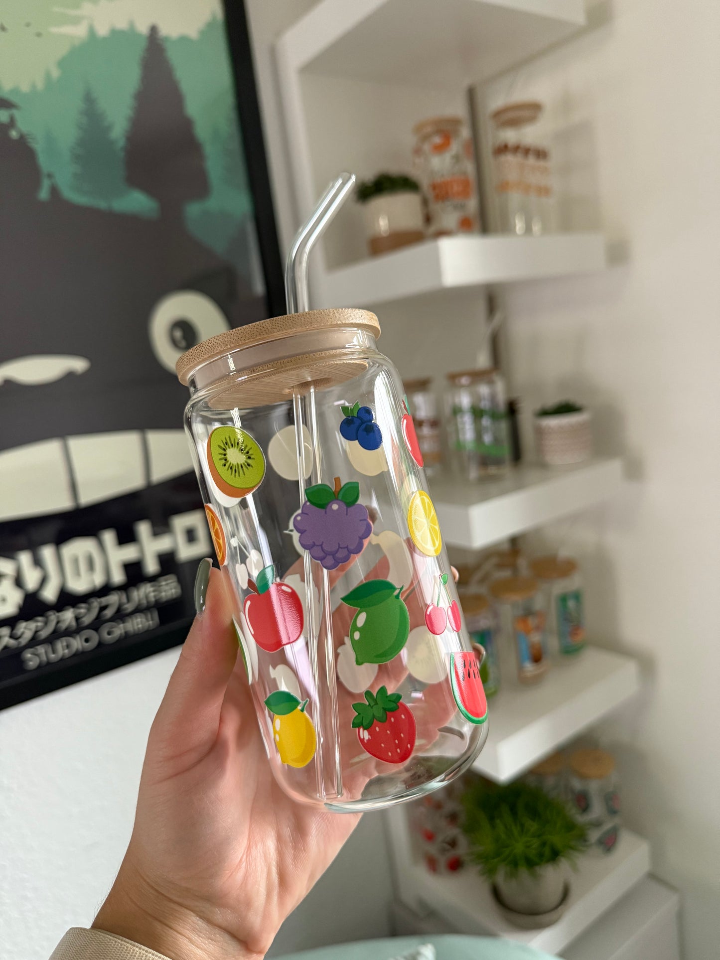 B-Ware Glass Cup "Fruits" 16oz