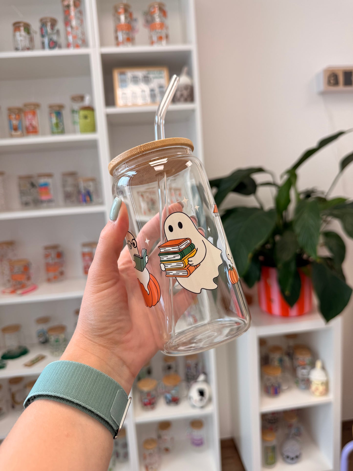 Glass Cup "Bookish Ghosts“ 16oz