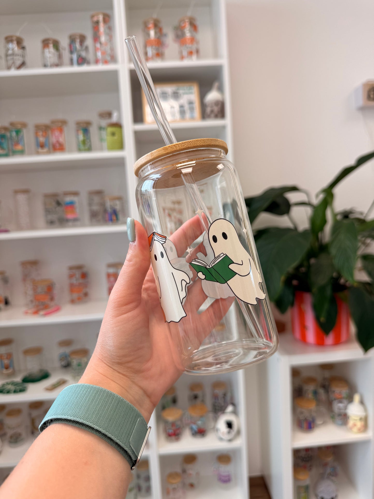 Glass Cup "Bookish Ghosts“ 16oz