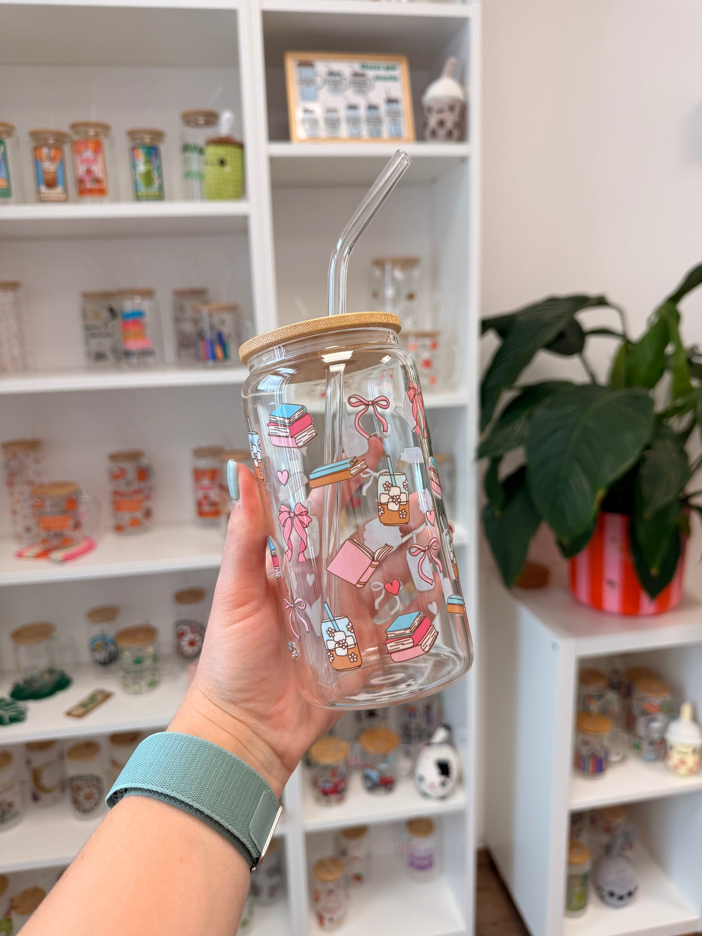 Glass Cup "Girly Bookish“ 16oz