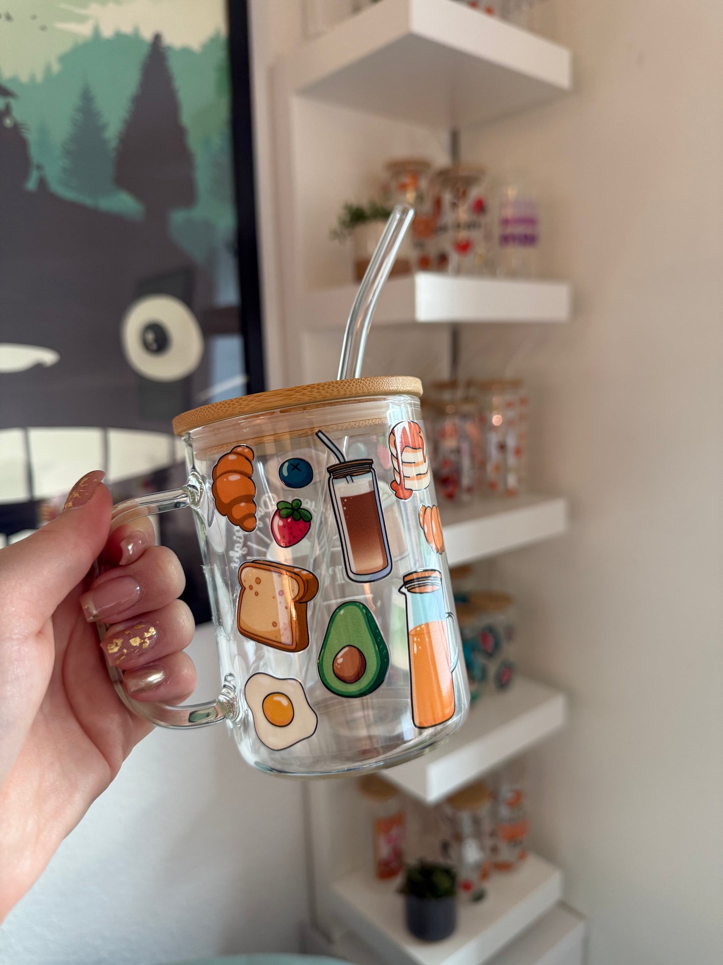 Glass Mug "Breakfast" 17oz