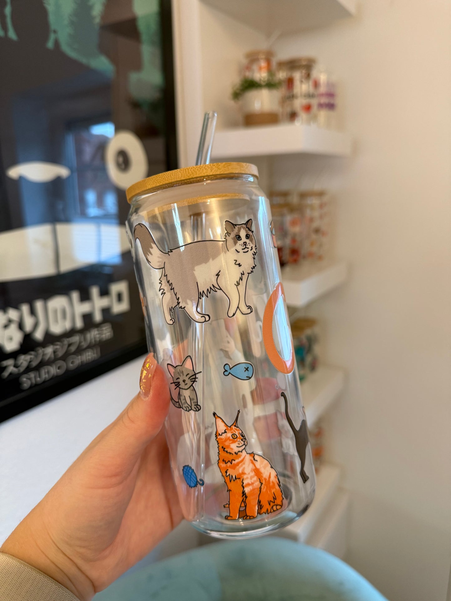 Glass Cup "Catmom" 22oz