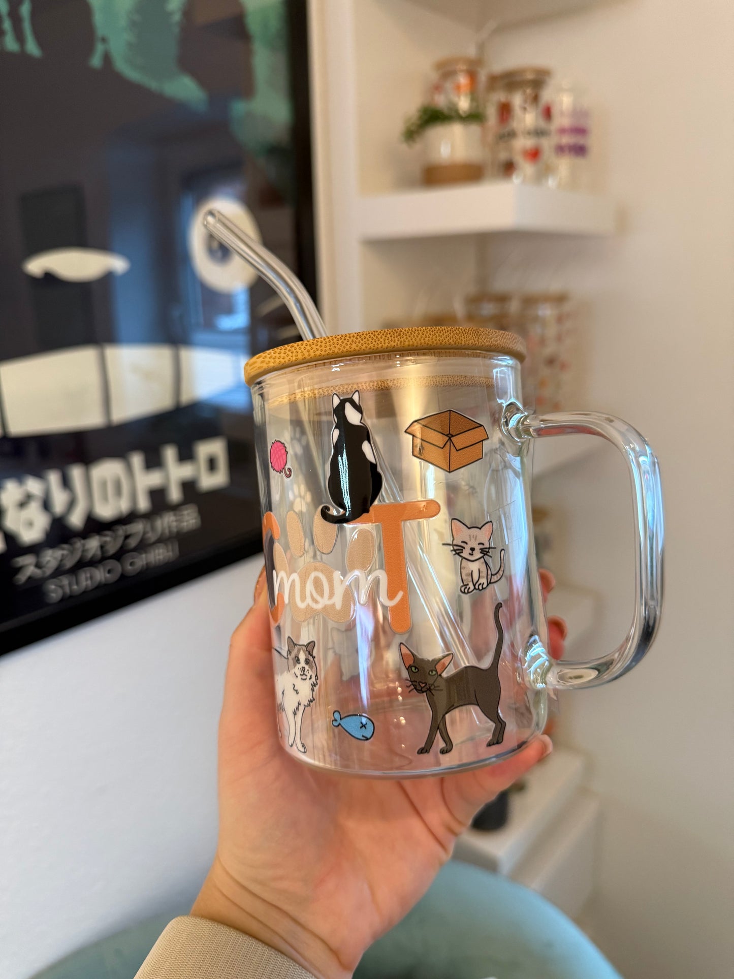 Glass Mug "Catmom" 17oz