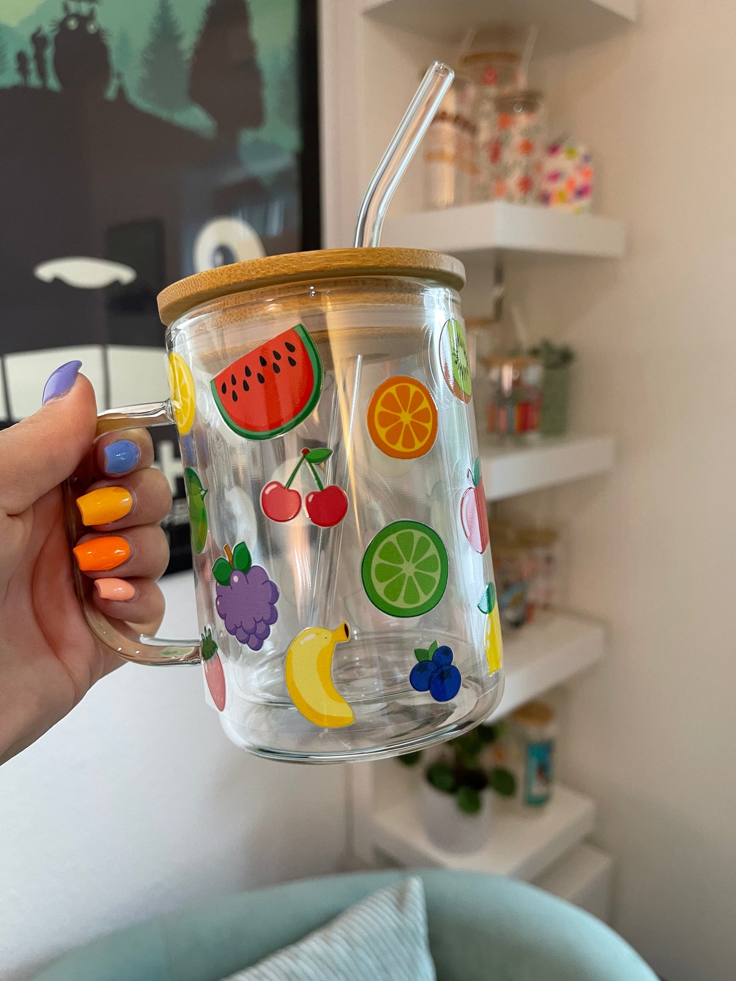 Glass Mug "Fruits" doppelwandig 15oz