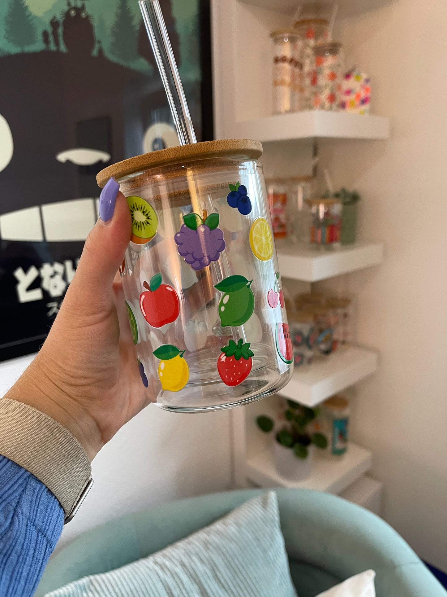 Glass Mug "Fruits" doppelwandig 15oz