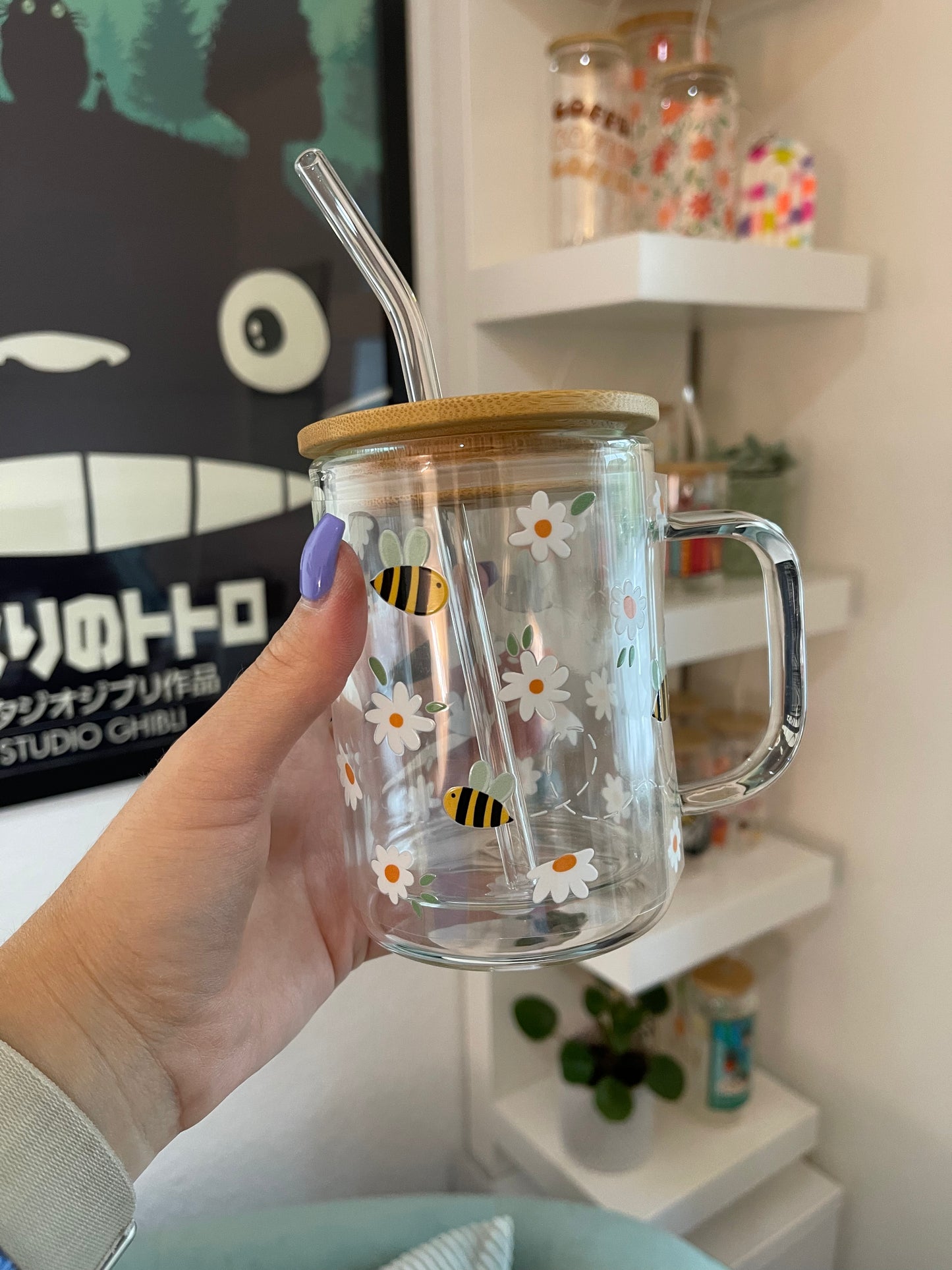 Glass Mug "Bee happy“ doppelwandig 15oz