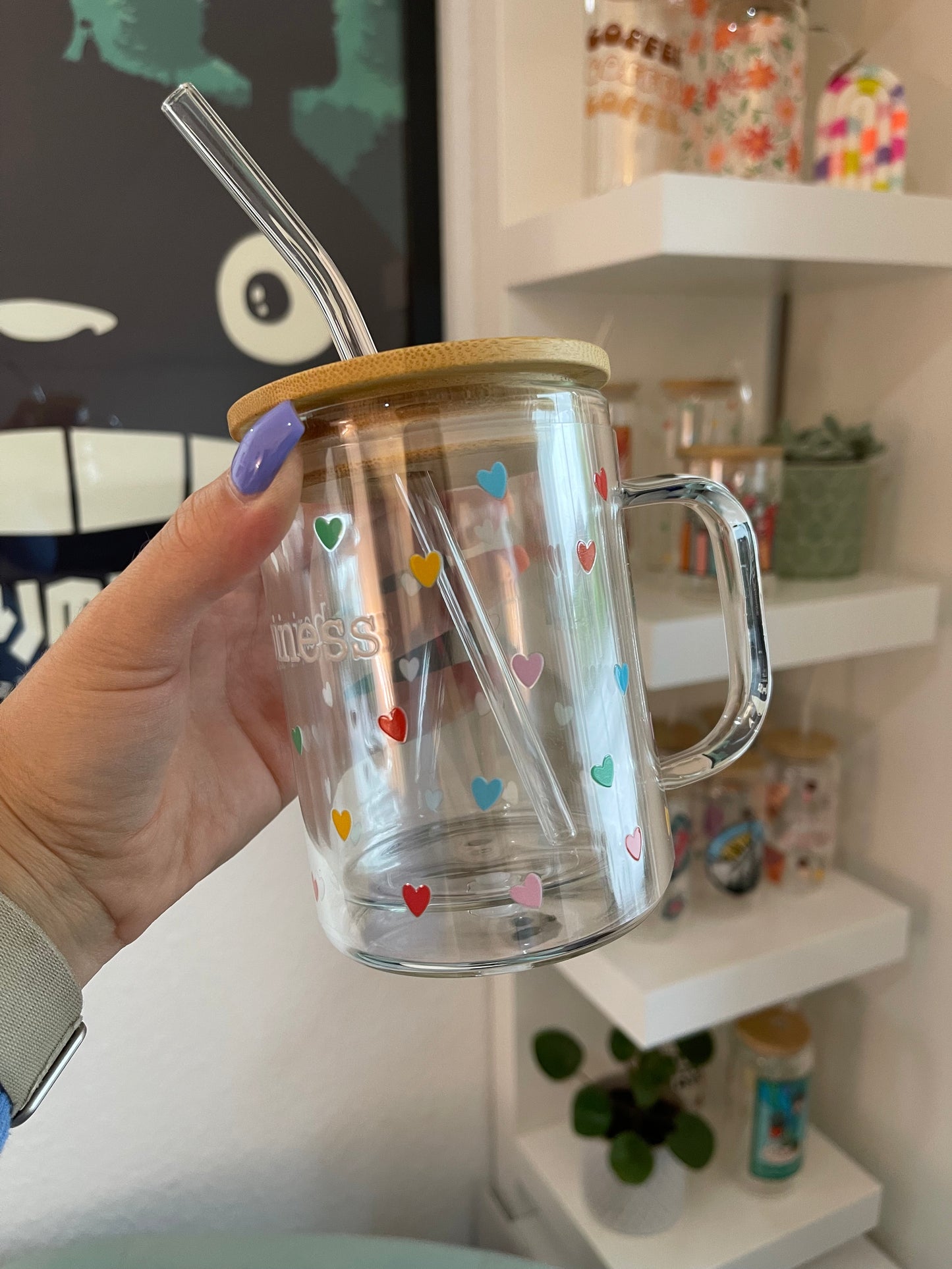 Glass Mug "Happiness" doppelwandig 15oz