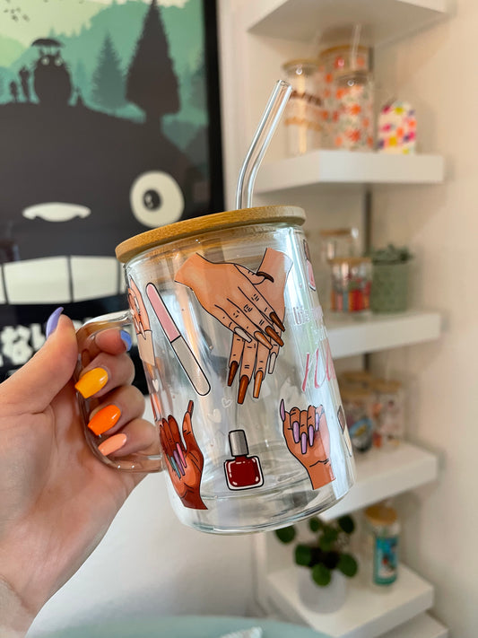 Glass Mug "Perfect nails“ doppelwandig 15oz