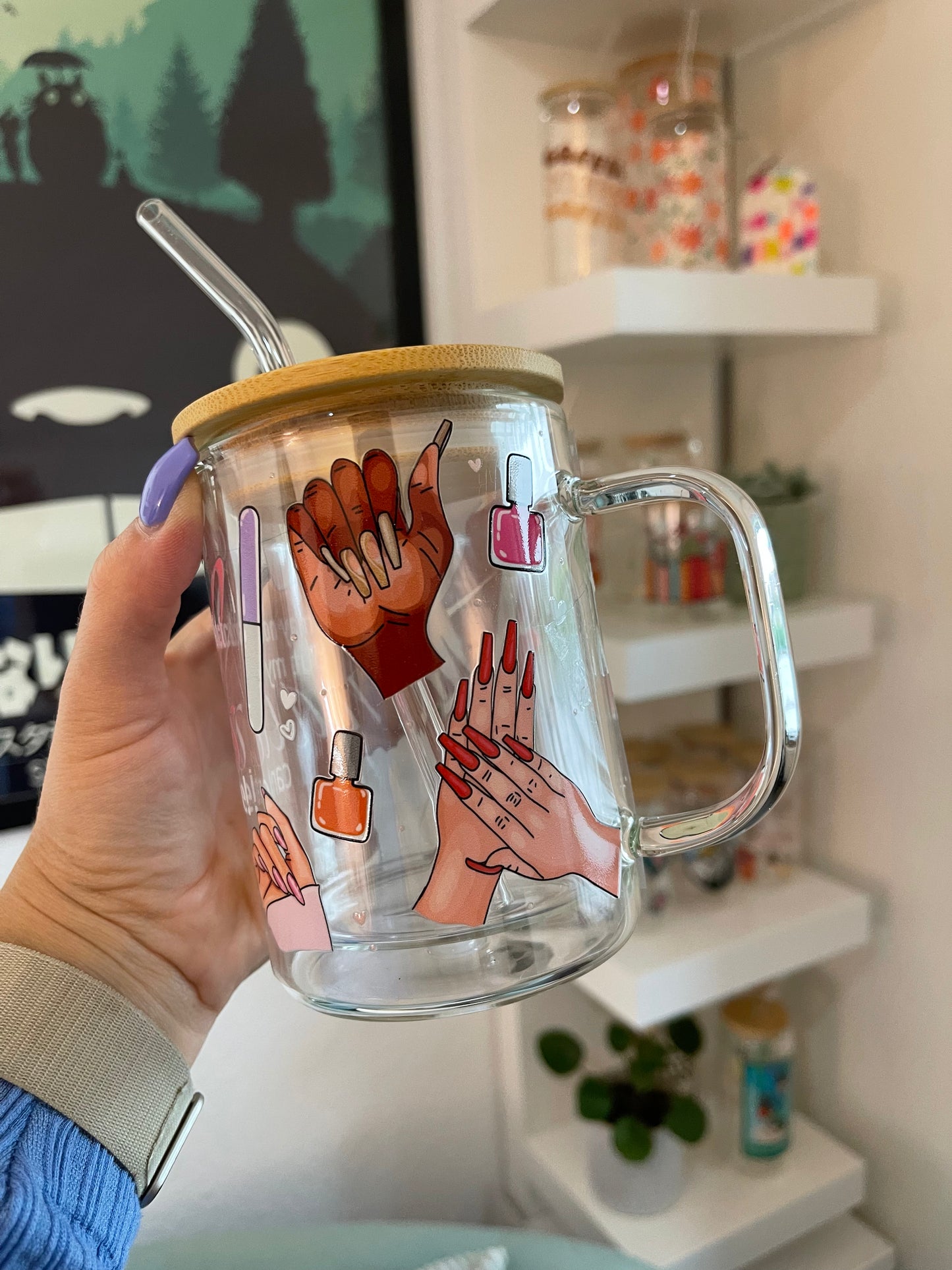 Glass Mug "Perfect nails“ doppelwandig 15oz