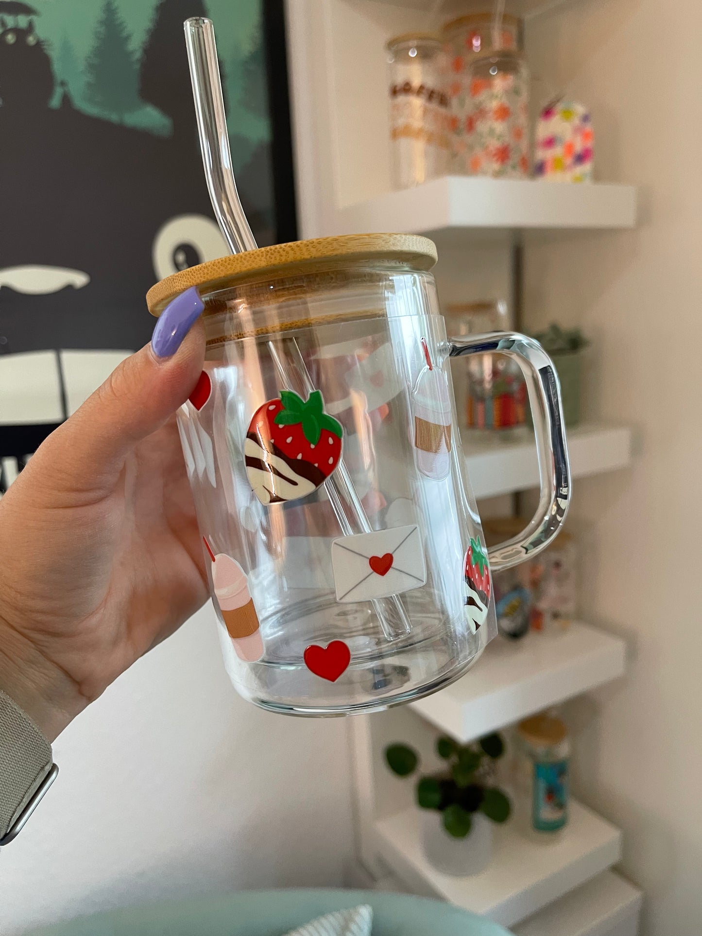 Glass Mug "Strawberry love“ doppelwandig 15oz