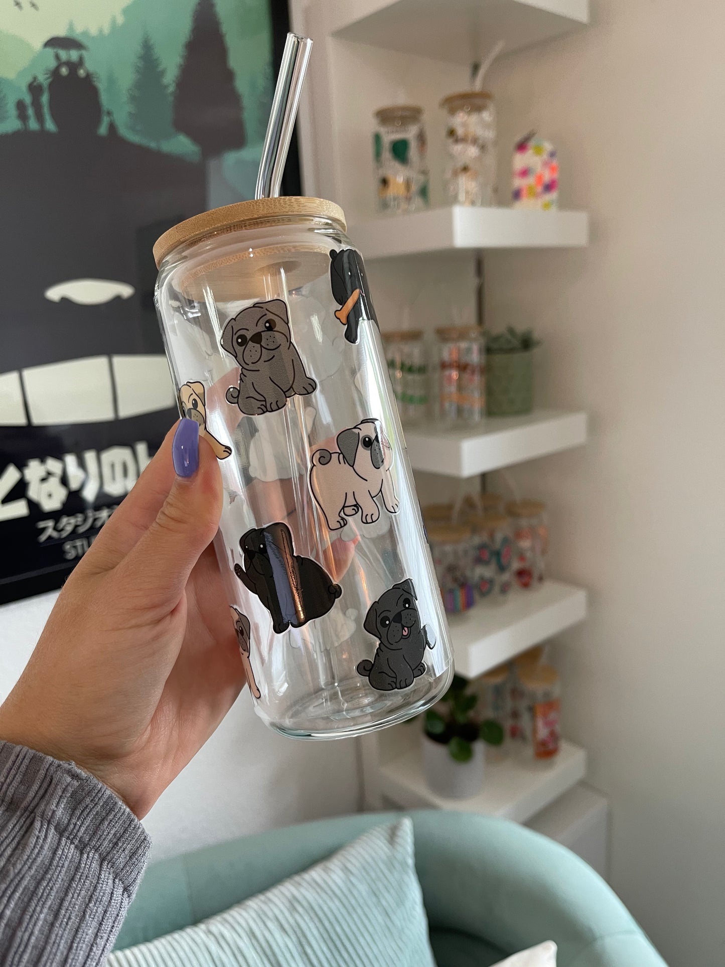 Glass Cup "Pug" 22oz