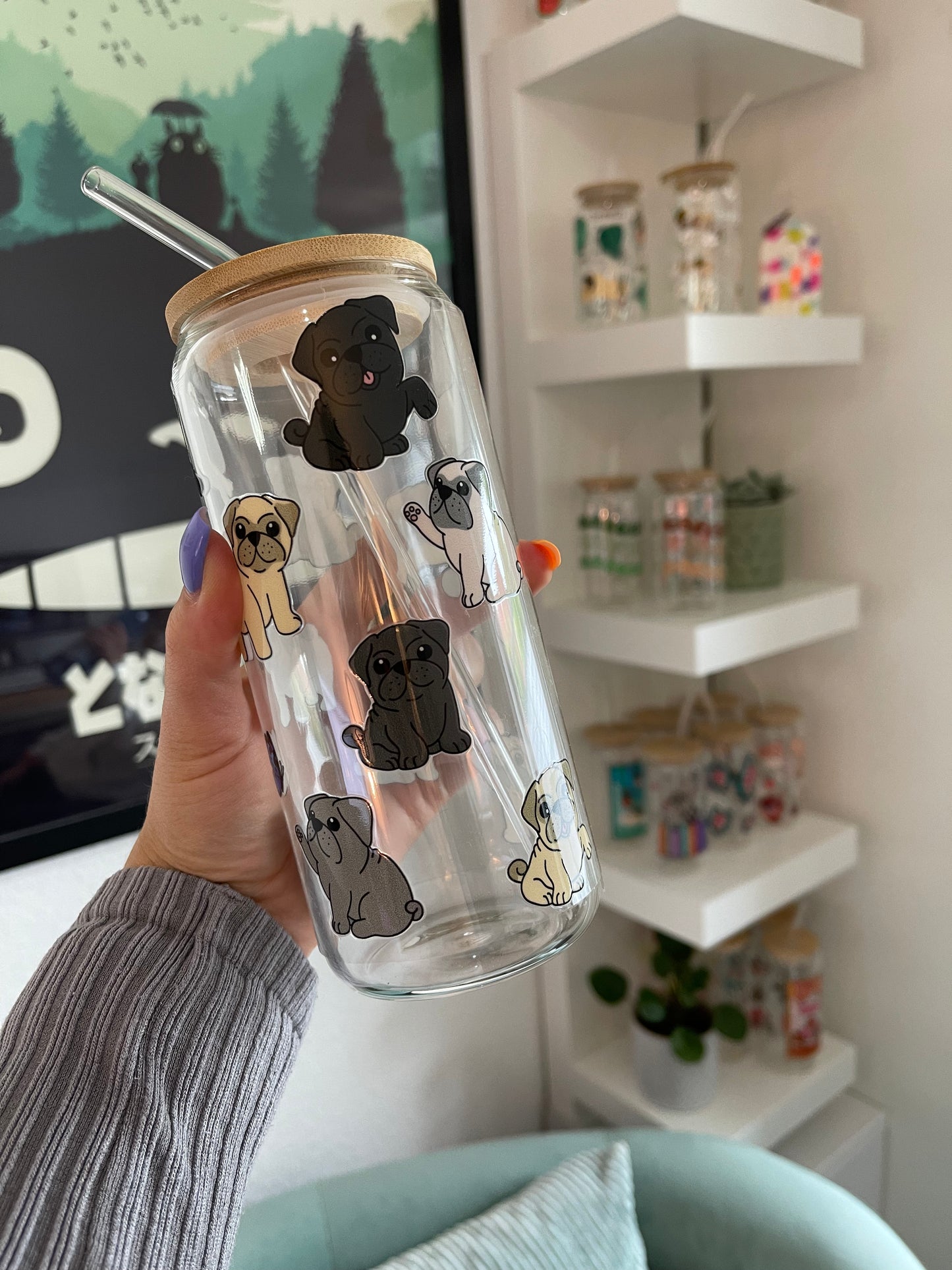 Glass Cup "Pug" 22oz