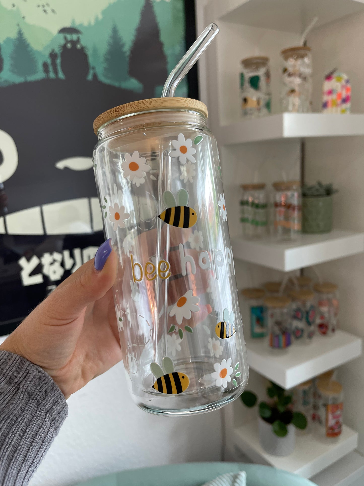 Glass Cup "Bee happy“ doppelwandig 16oz