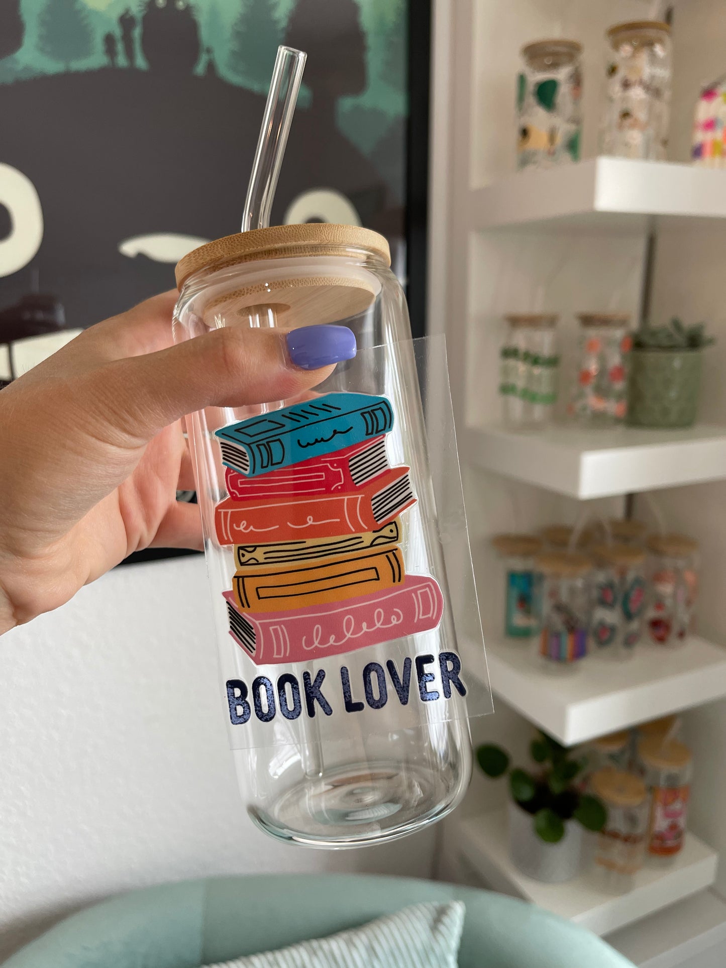 Glass Cup "Book lover“ 22oz