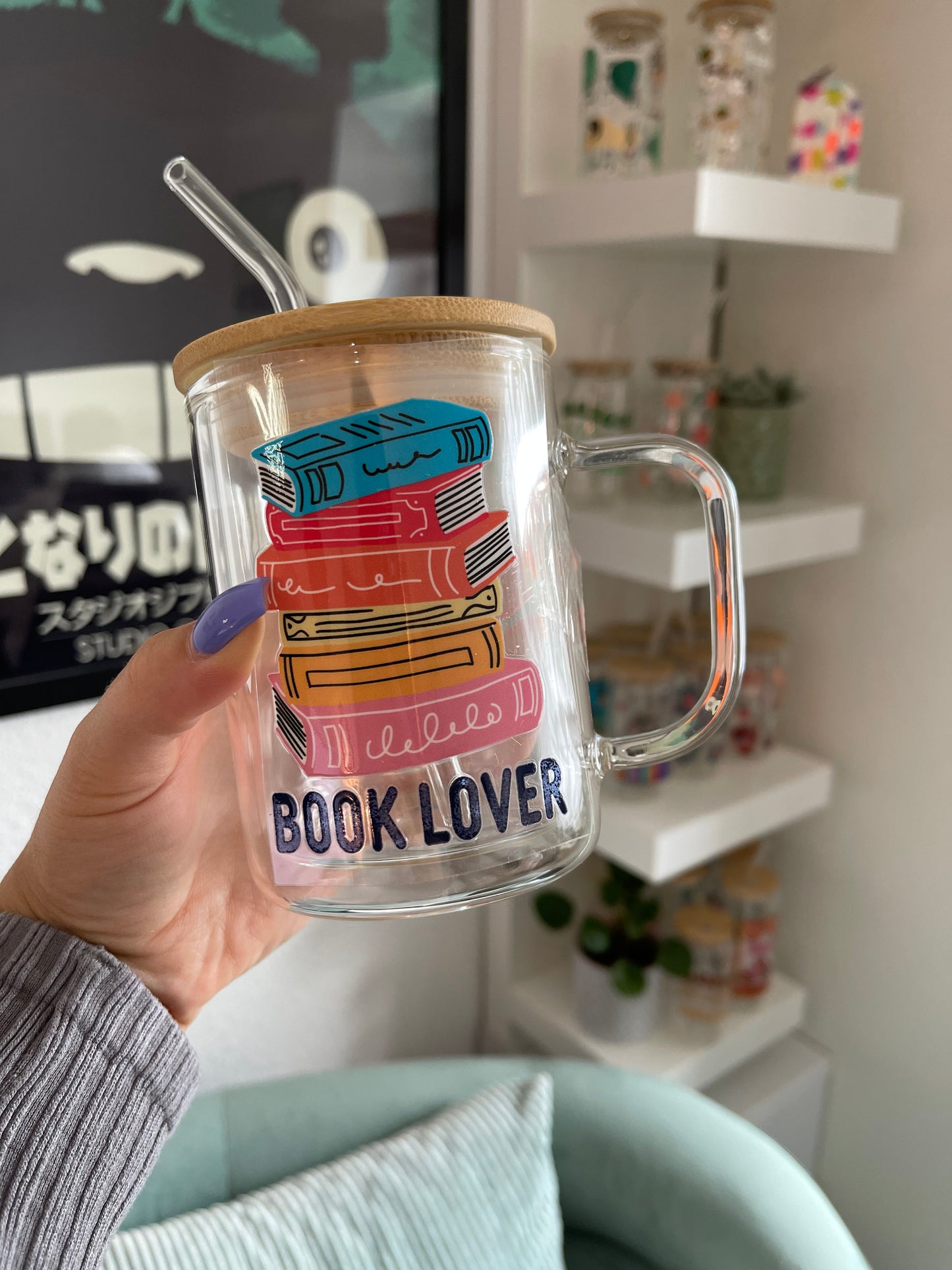 Glass Mug "Book lover“ doppelwandig 15oz