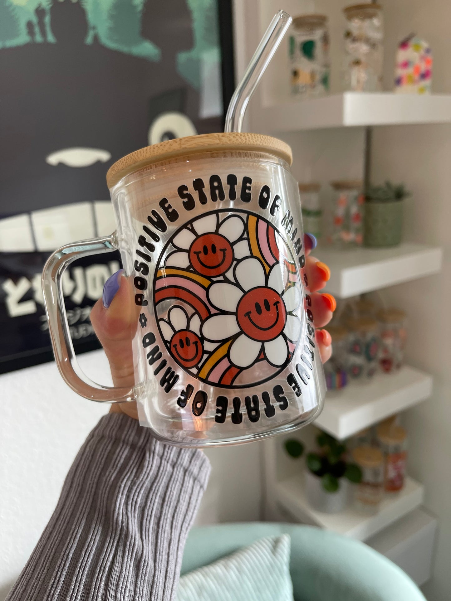 Glass Mug "Positiv Mind“ doppelwandig 15oz