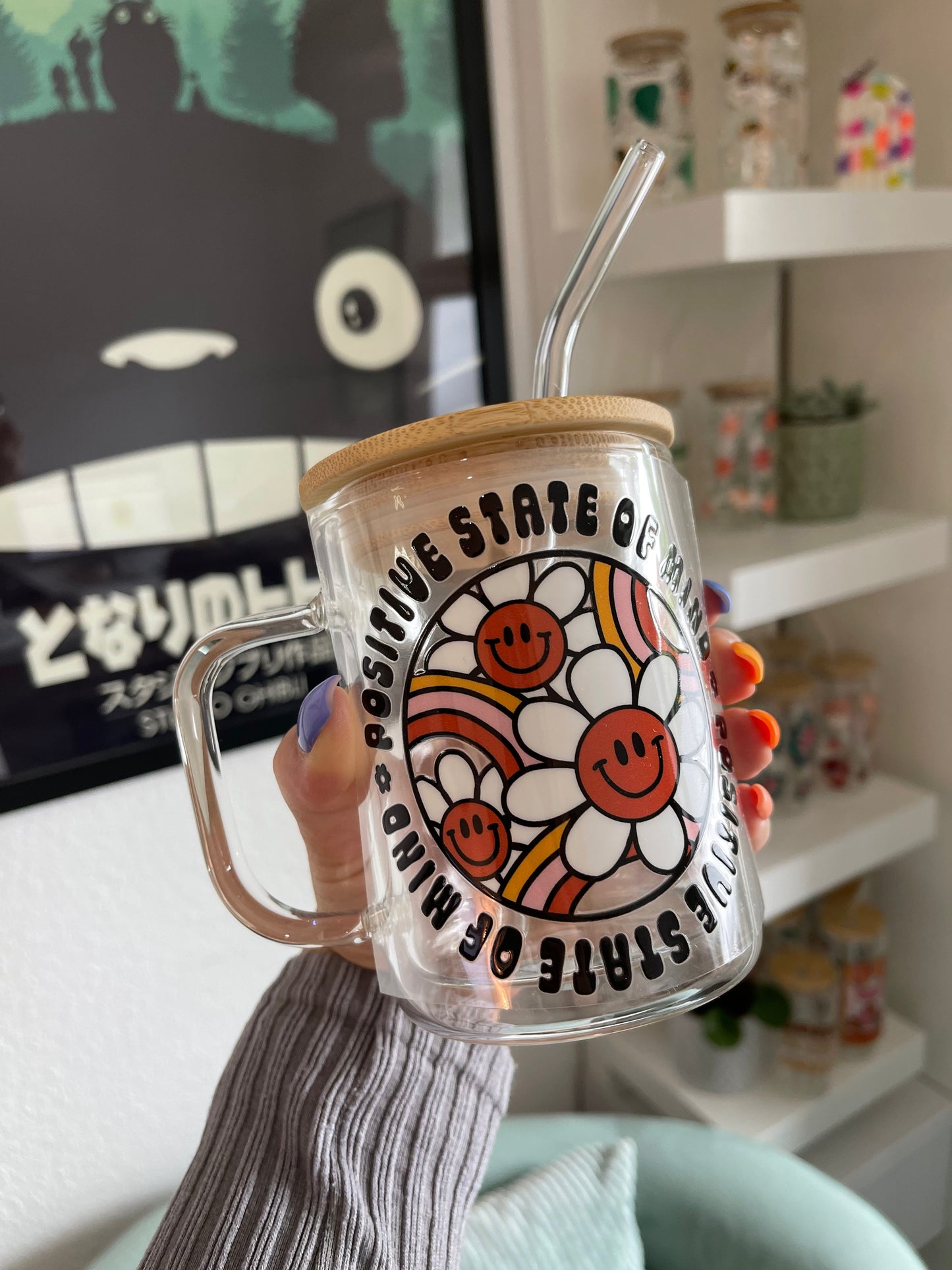 Glass Mug "Positiv Mind“ doppelwandig 15oz