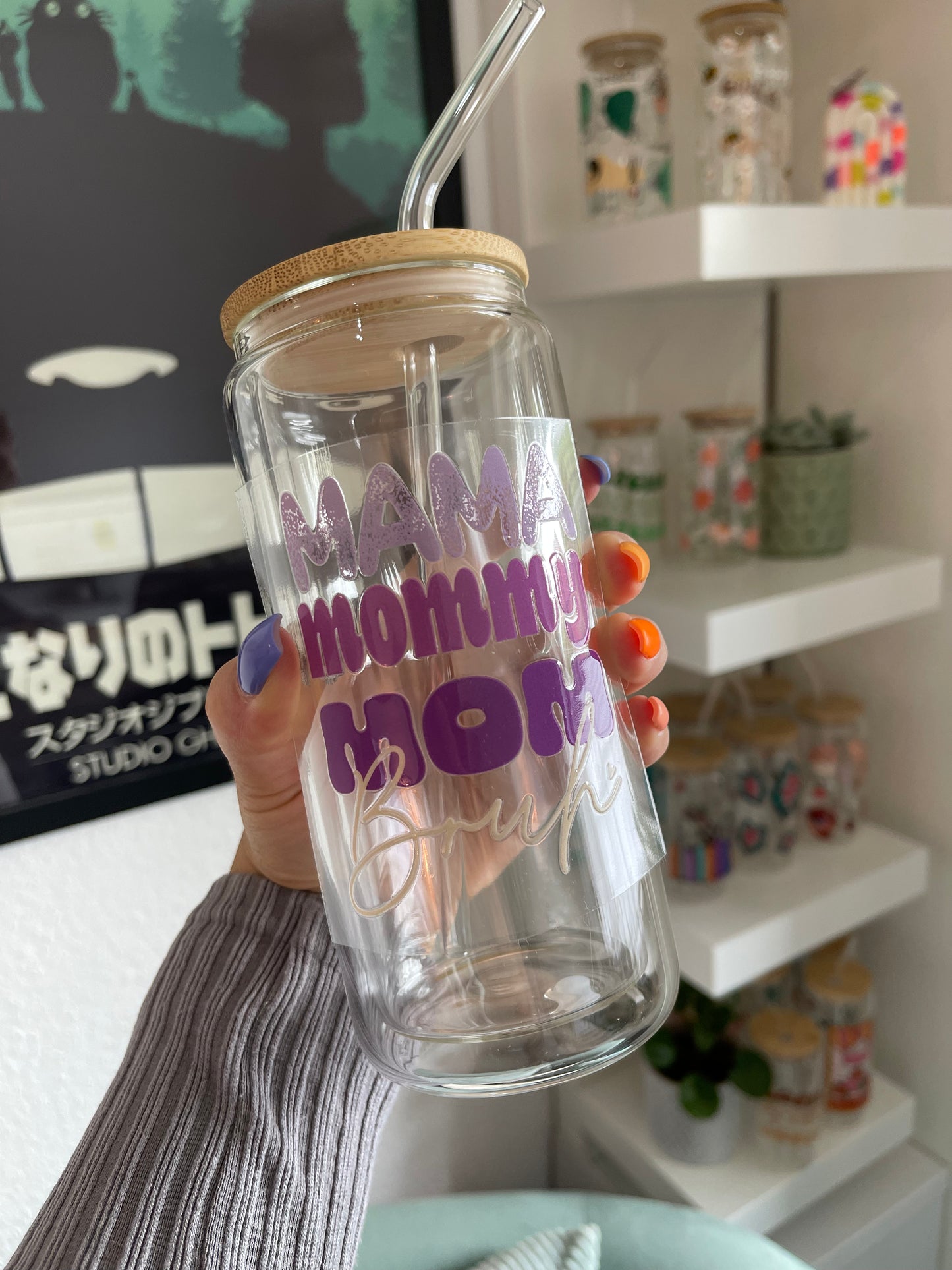 Glass Cup "Mama Mommy…" double-walled 16oz