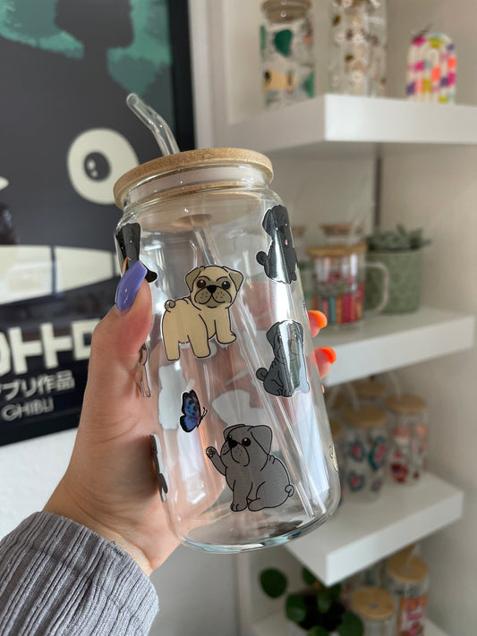 Glass Cup "Pug" 16oz