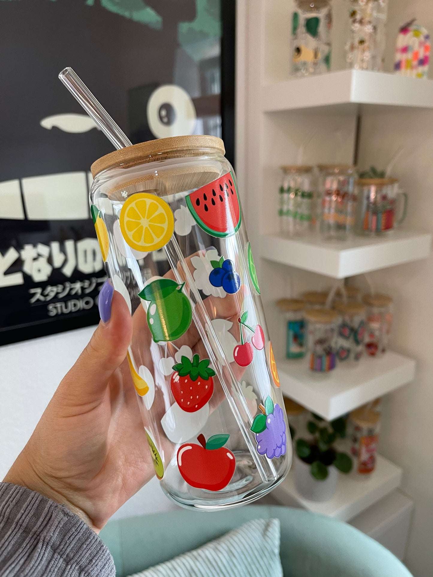 Glass Cup "Fruits" 22oz