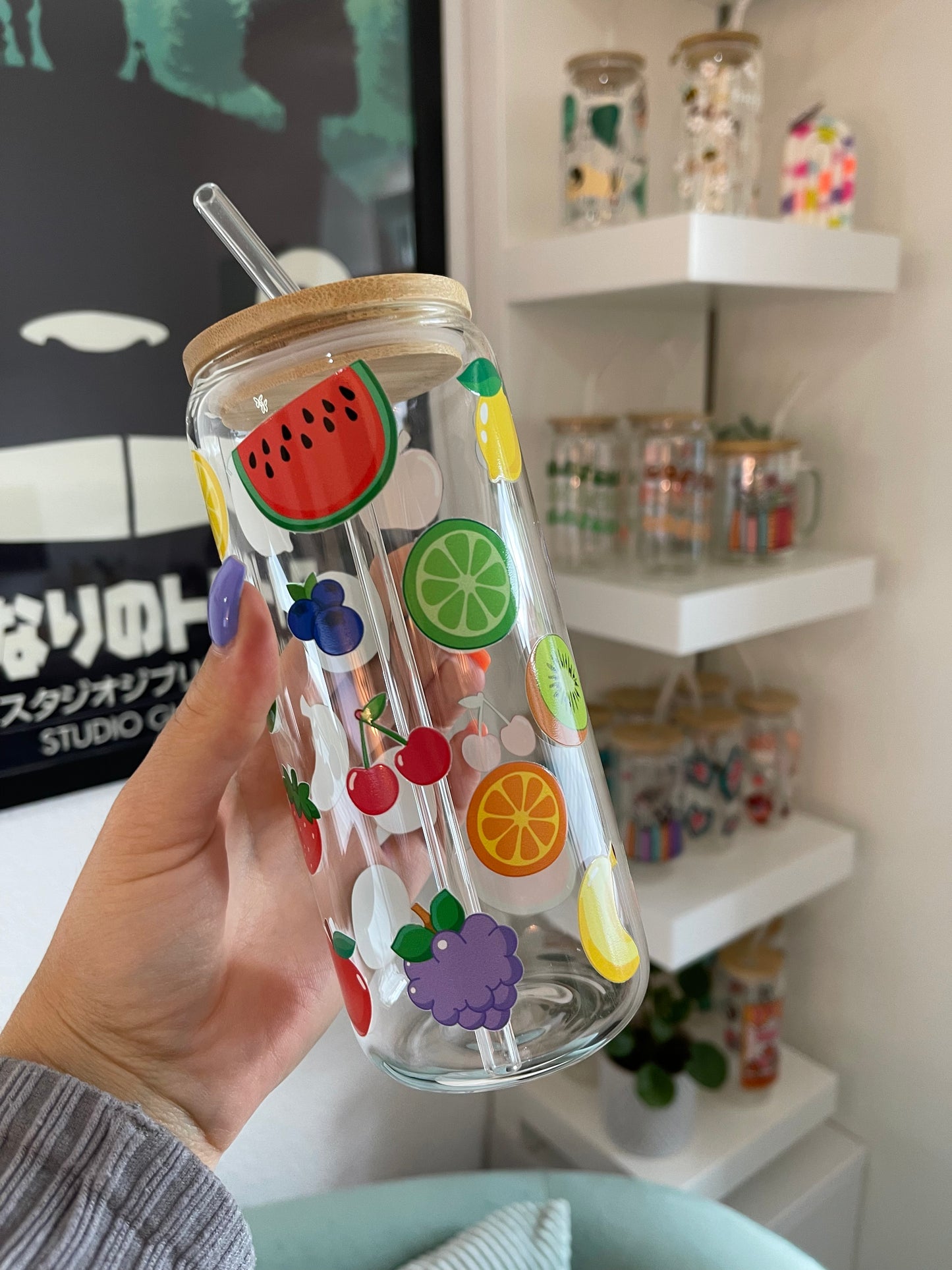 Glass Cup "Fruits" 22oz