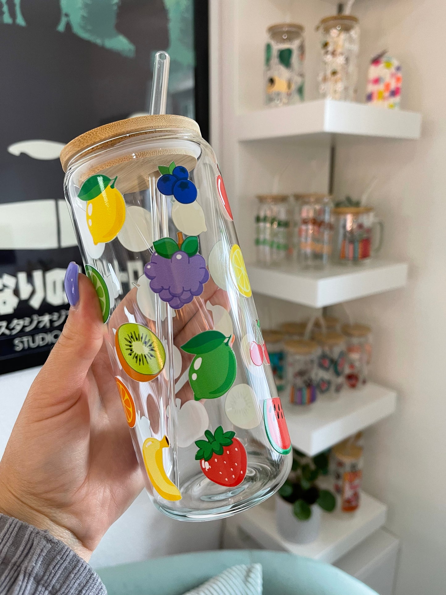 Glass Cup "Fruits" 22oz