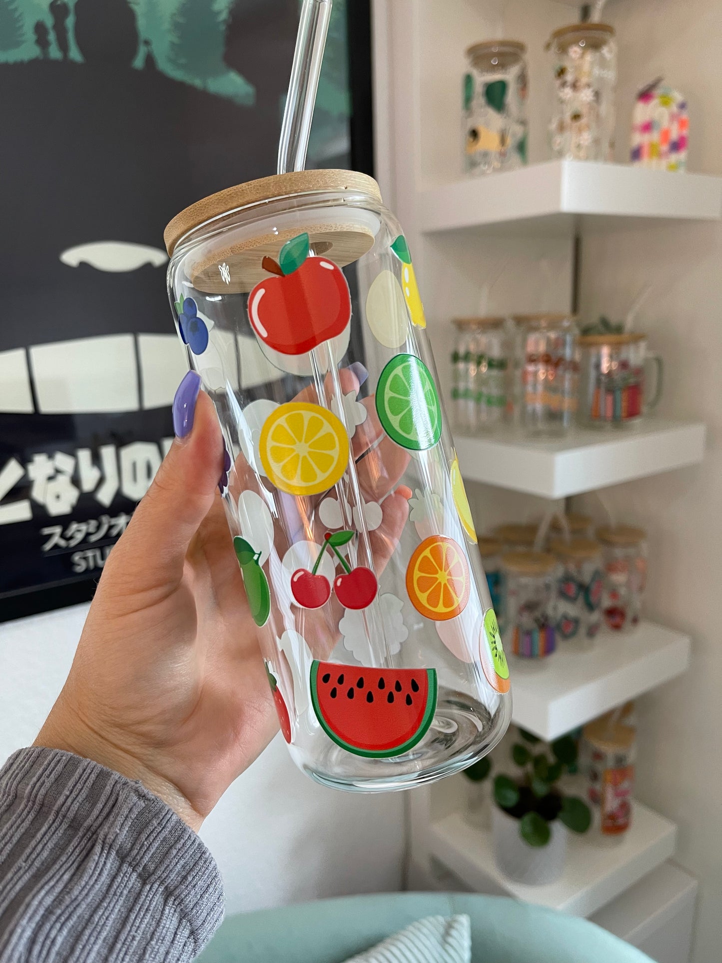 Glass Cup "Fruits" 22oz