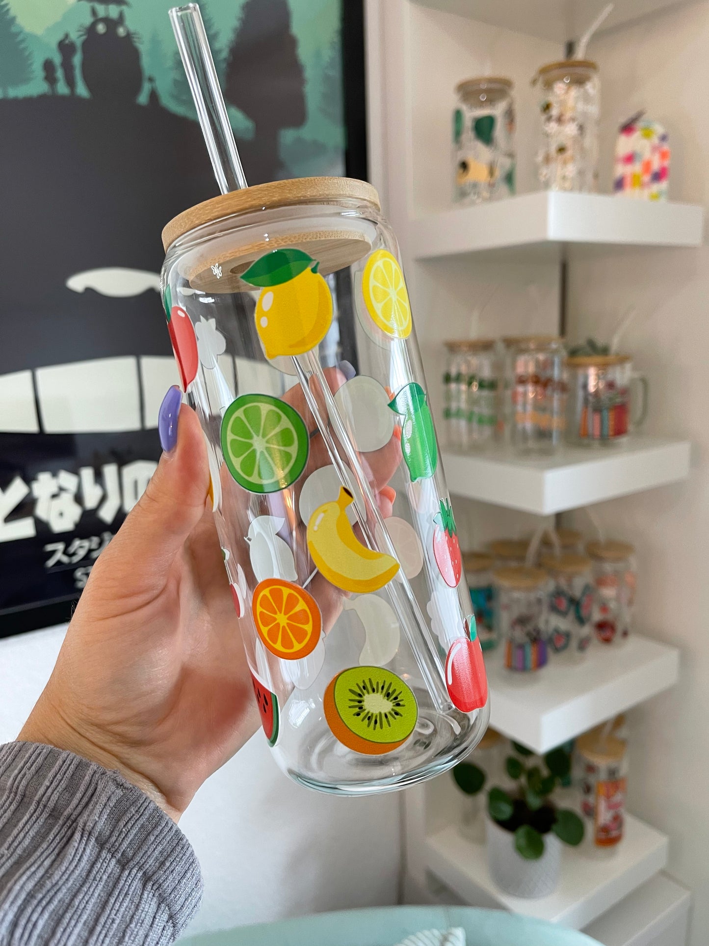 Glass Cup "Fruits" 22oz