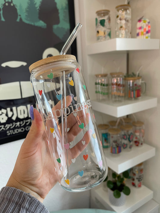 Glass Cup "Happiness" 22oz