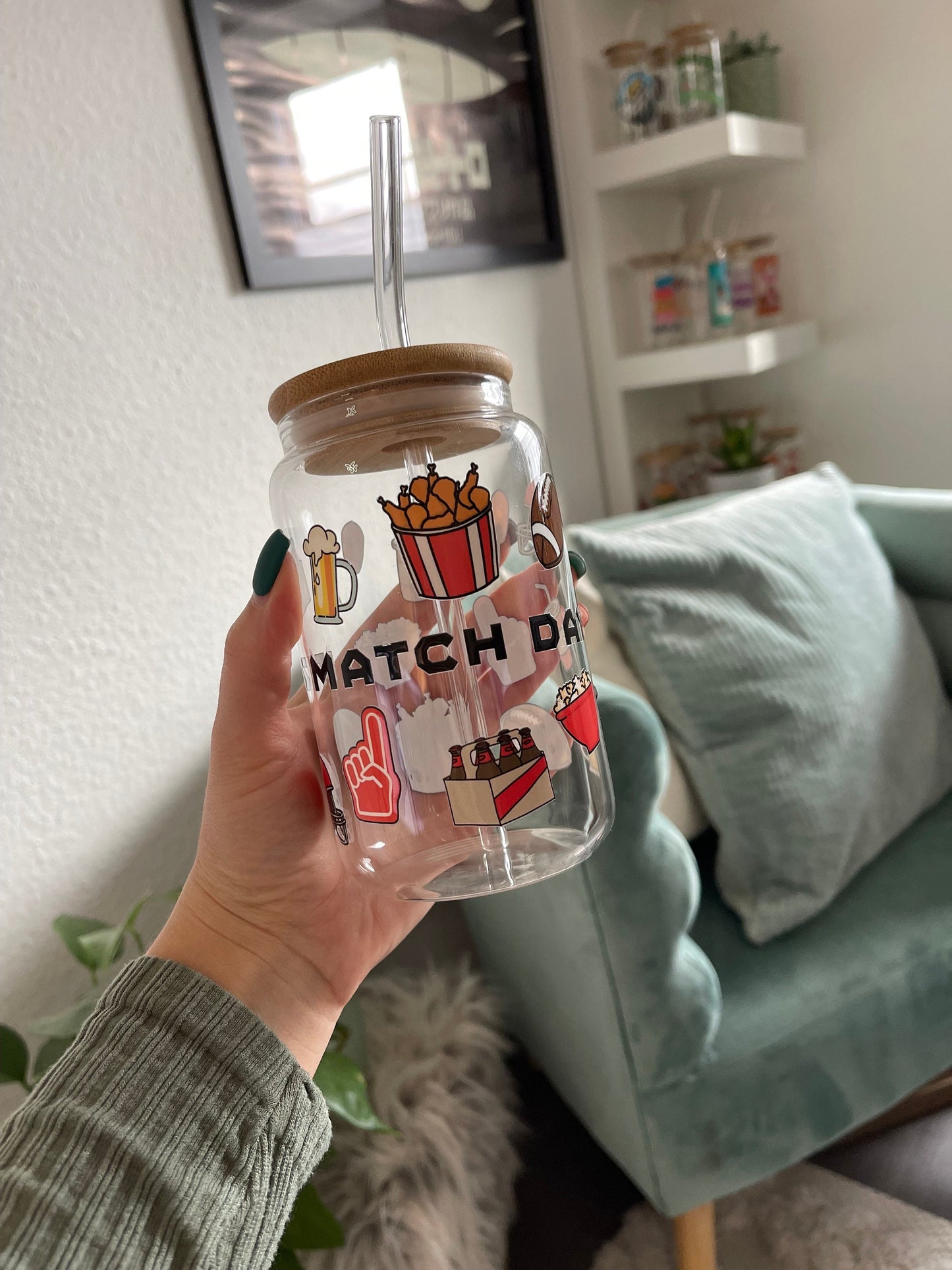 Glass Cup "It's Match Day“ 16oz