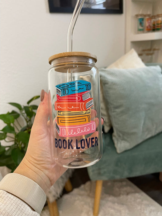 Glass Cup "Book lover“ 16oz