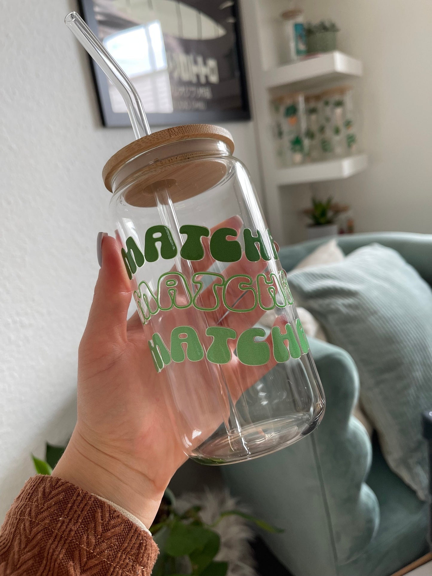 Glass Cup "Matcha" 16oz