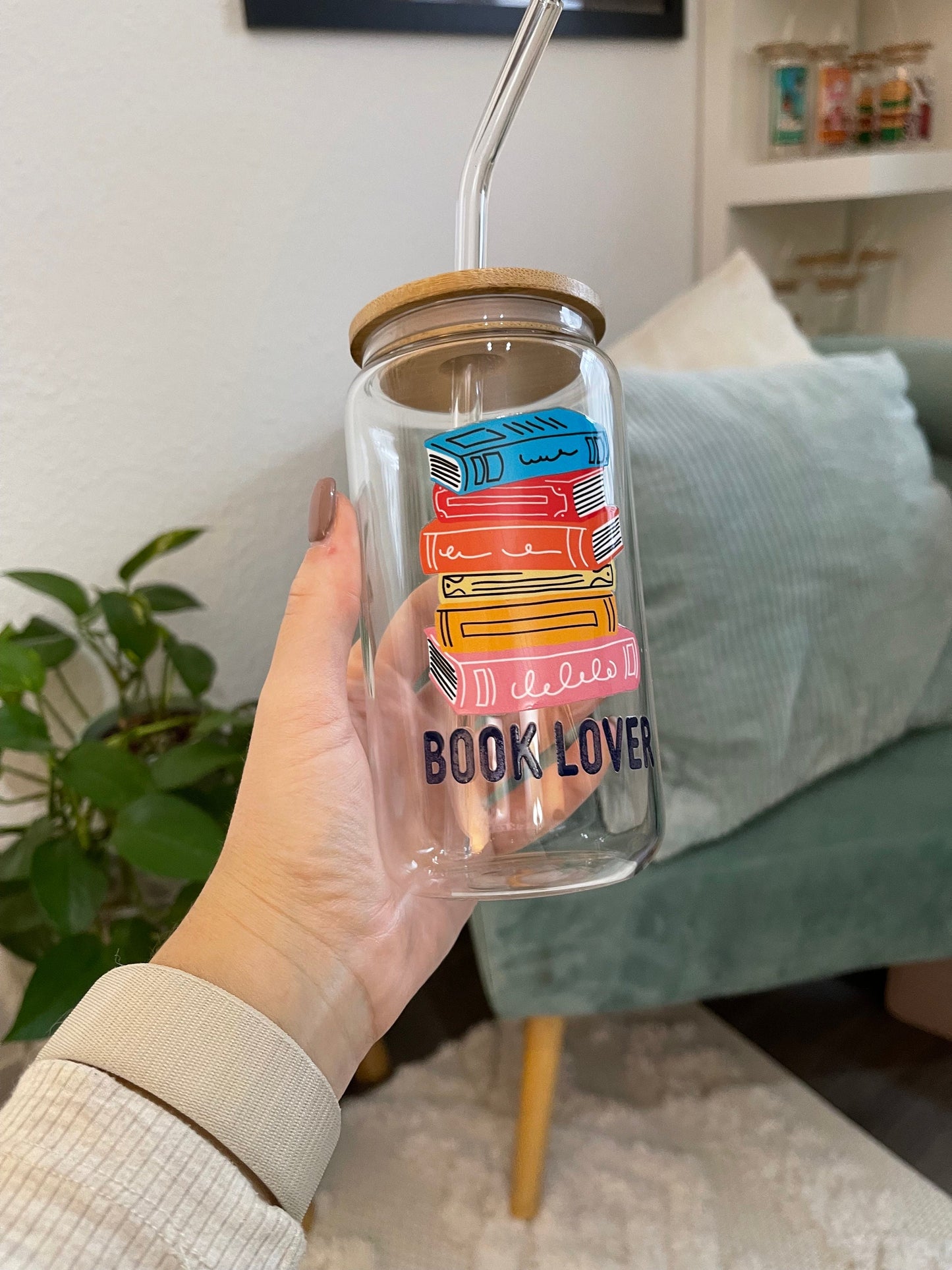 Glass Cup "Book lover“ 16oz