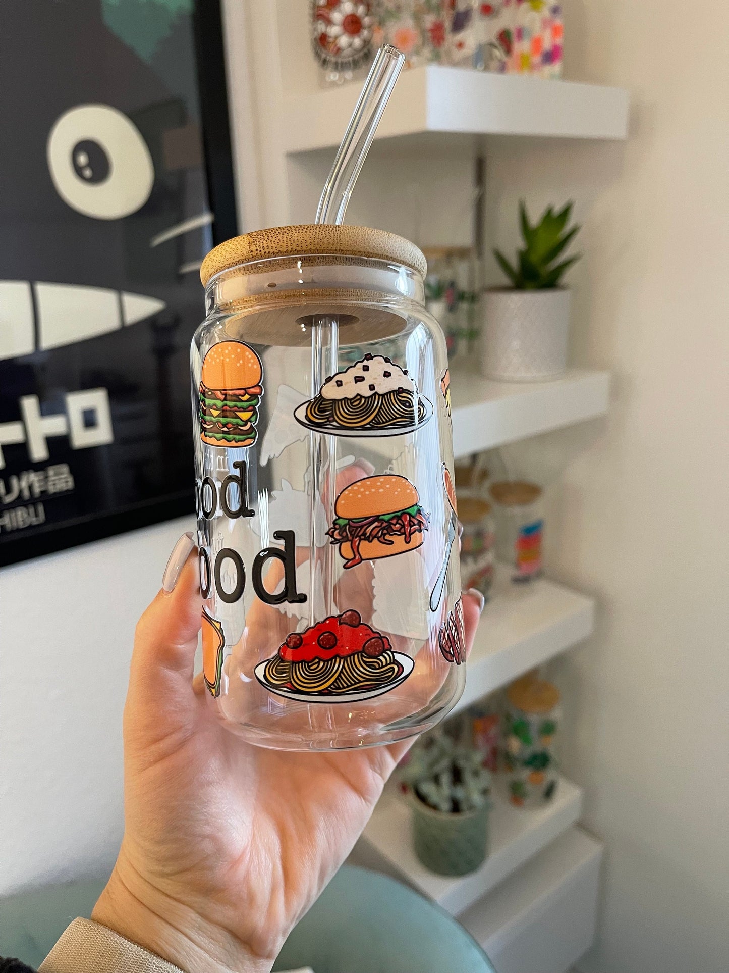 Glass Cup "Food" 16oz