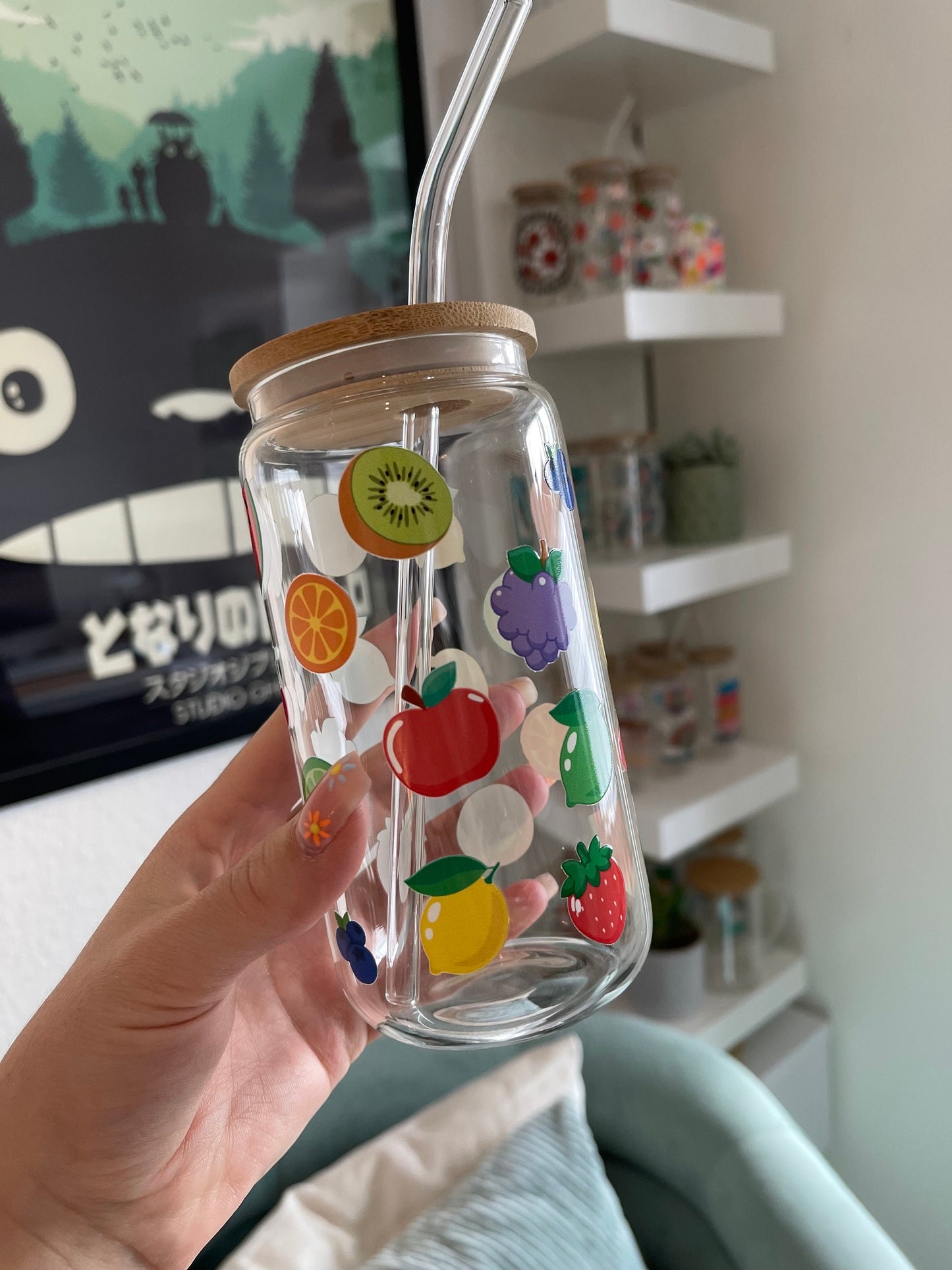 Glass Cup "Fruits" 16oz